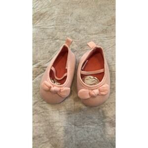 Little Treasures Pink Cotton Cloth Mary Jane with Bow Crib Shoes, 0-6 Months